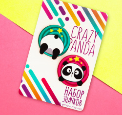 Значок на подложке «Crazy panda» - фото