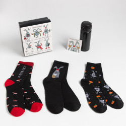 Новогодний подарочный набор термос и носки KAFTAN 