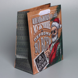 Пакет крафтовый вертикальный «Идеальному мужчине», ML 23 × 27 × 11,5 см - фото