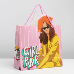 Пакет подарочный «Girl PWR», 25 × 26 × 10 см - фото
