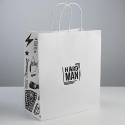 Пакет подарочный крафт Hard man, 28 × 32 × 15 см - фото