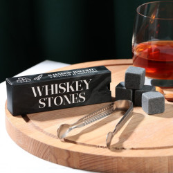 Набор Whiskey stones, камни для виски 4 шт, щипцы - фото